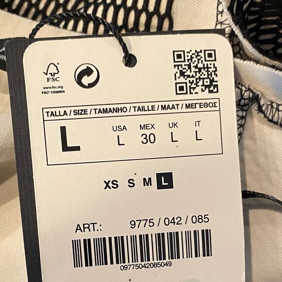 Zara Black Ivory Textured Fit & Flare Sleeveless Dress Size Large - Picture 4 of 6